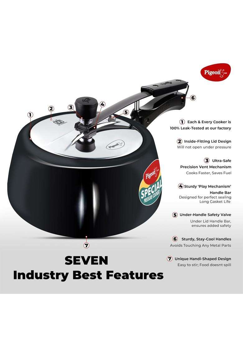 Pigeon By Stovekraft Special Plus Hard Anodised Inner Lid Induction Base Pressure | 2 L | 2.1 Qt - Indya