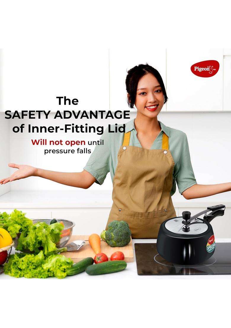 Pigeon By Stovekraft Special Plus Hard Anodised Inner Lid Induction Base Pressure | 2 L | 2.1 Qt - Indya