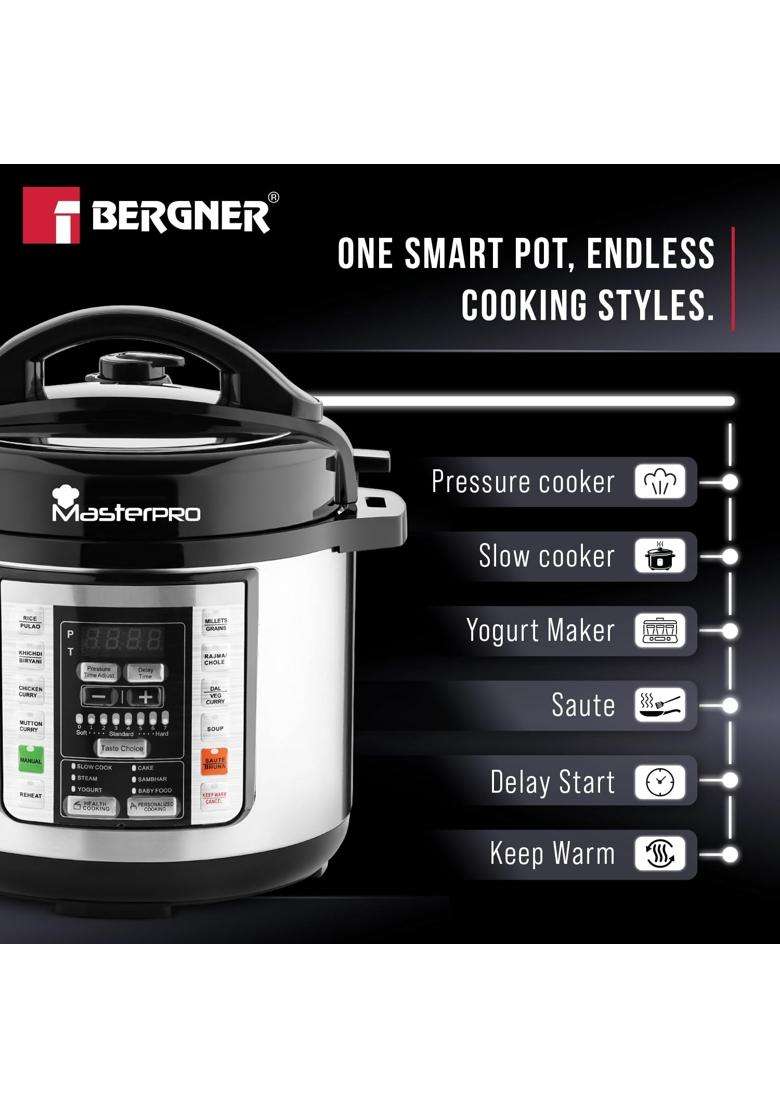 BERGNER MasterPro Electric Pressure Cooker | 3 L | 3.2 Qt | Non-Stick - Indya