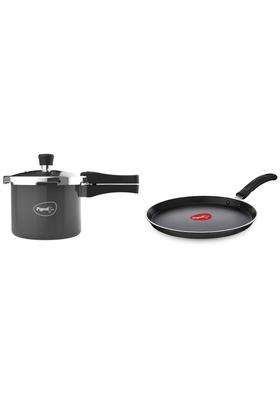 Pigeon Hard Anodised Pressure Cooker Outer Lid with Induction Base and Pigeon | 3 L | 3.2 Qt | 27 cm | 10.6 Inch | Non-Stick