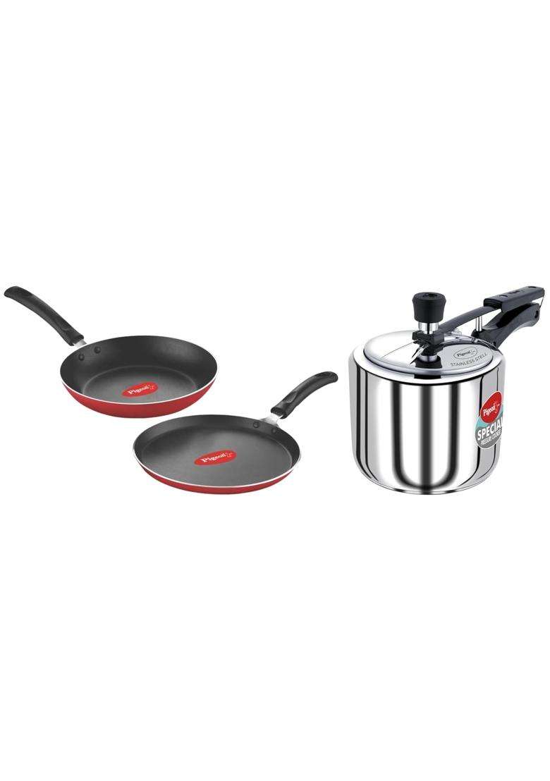 Pigeon By Stovekraft Special Stainless Steel Inner Lid Induction Base Pressure Cooker | 3 L | 3.2 Qt | Non-Stick - Indya