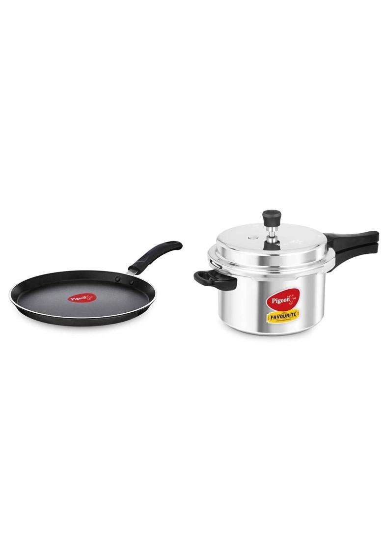 Pigeon By Stovekraft Special Non-Stick Aluminium Flat Tawa Flat Griddle | 5 L | 5.3 Qt | 27 cm | 10.6 Inch | Induction Compatible - Indya