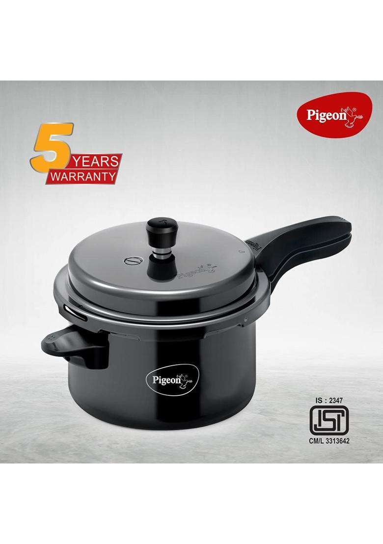 Pigeon Titanium Hard Anodized Pressure Cooker | 5 L | 5.3 Qt | Induction Compatible | Non-Stick - Indya