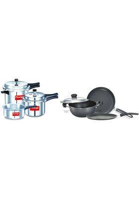 Prestige Popular Max 5 3 Outer Lid Pressure Cooker Combo Pack | 2 L | 2.1 Qt | Non-Stick