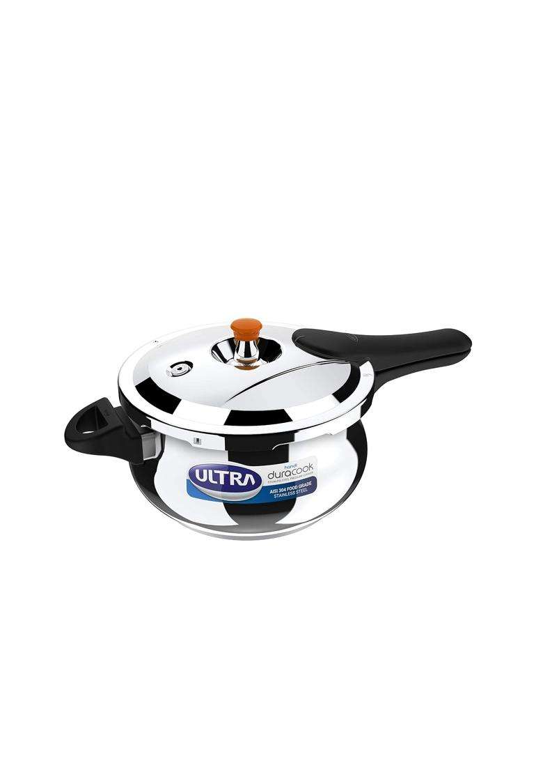 ULTRA Duracook Handi Cooking Pot Pressure Cooker | 5.5 L | 5.8 Qt | Induction Compatible | Non-Stick | Food Safe - Indya