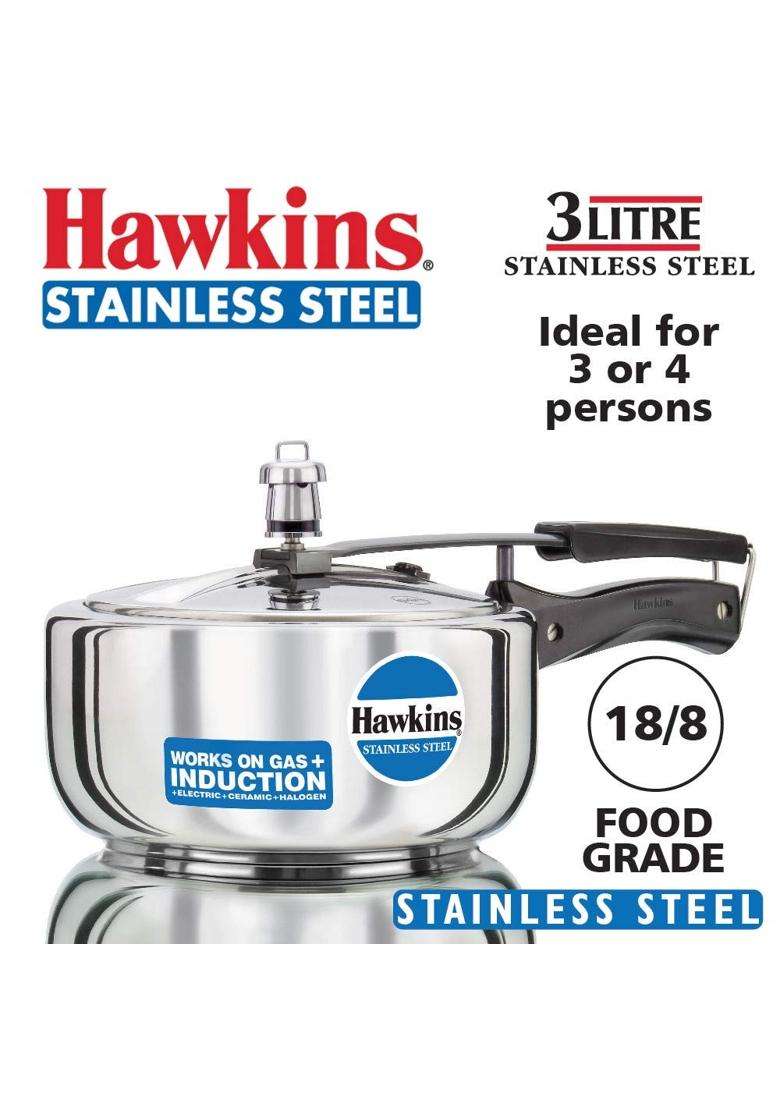 Hawkins Pressure Cooker | 3 L | 3.2 Qt | 28 cm | 11 Inch | Induction Compatible | Non-Stick - Indya
