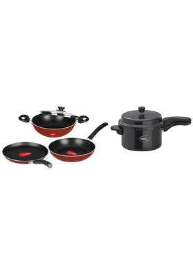 Pigeon By Stovekraft Titanium Pressure Cooker and Basics Induction Base Non Stick | 3 L | 3.2 Qt