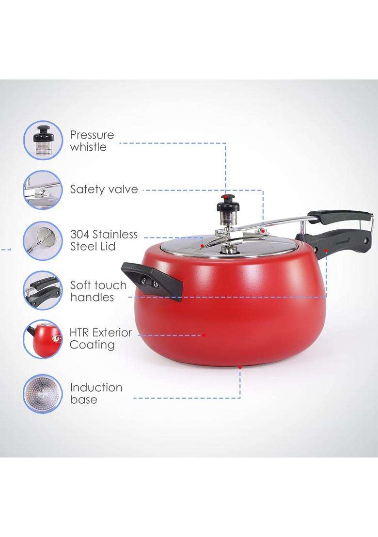 Wonderchef Regalia Pressure Cooker Inner Lid Red 5L | 5 L | 5.3 Qt - Indya