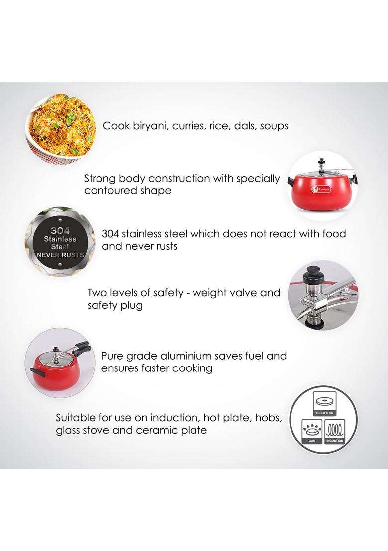 Wonderchef Regalia Pressure Cooker Inner Lid Red 5L | 5 L | 5.3 Qt - Indya