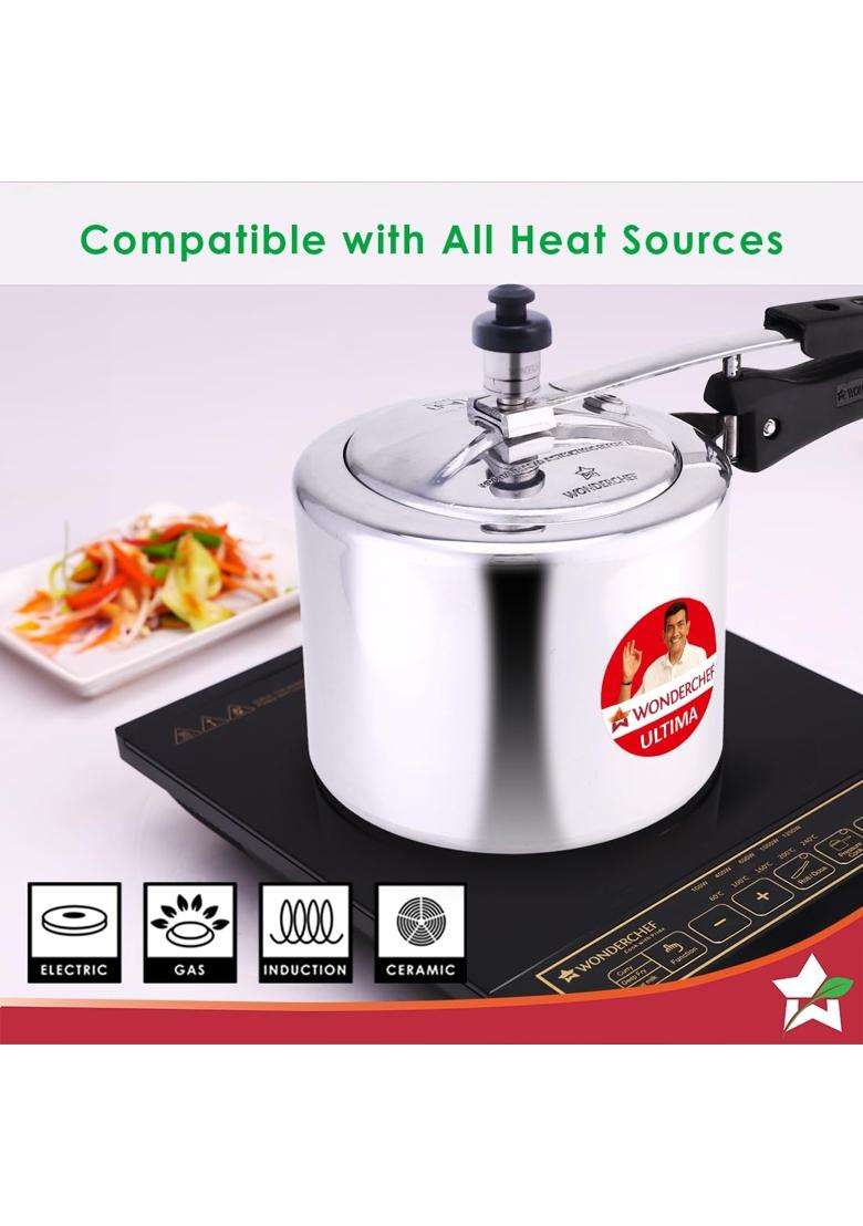 Wonderchef Inner Lid Ultima Pressure Cooker | 3 L | 3.2 Qt | Induction Compatible - Indya