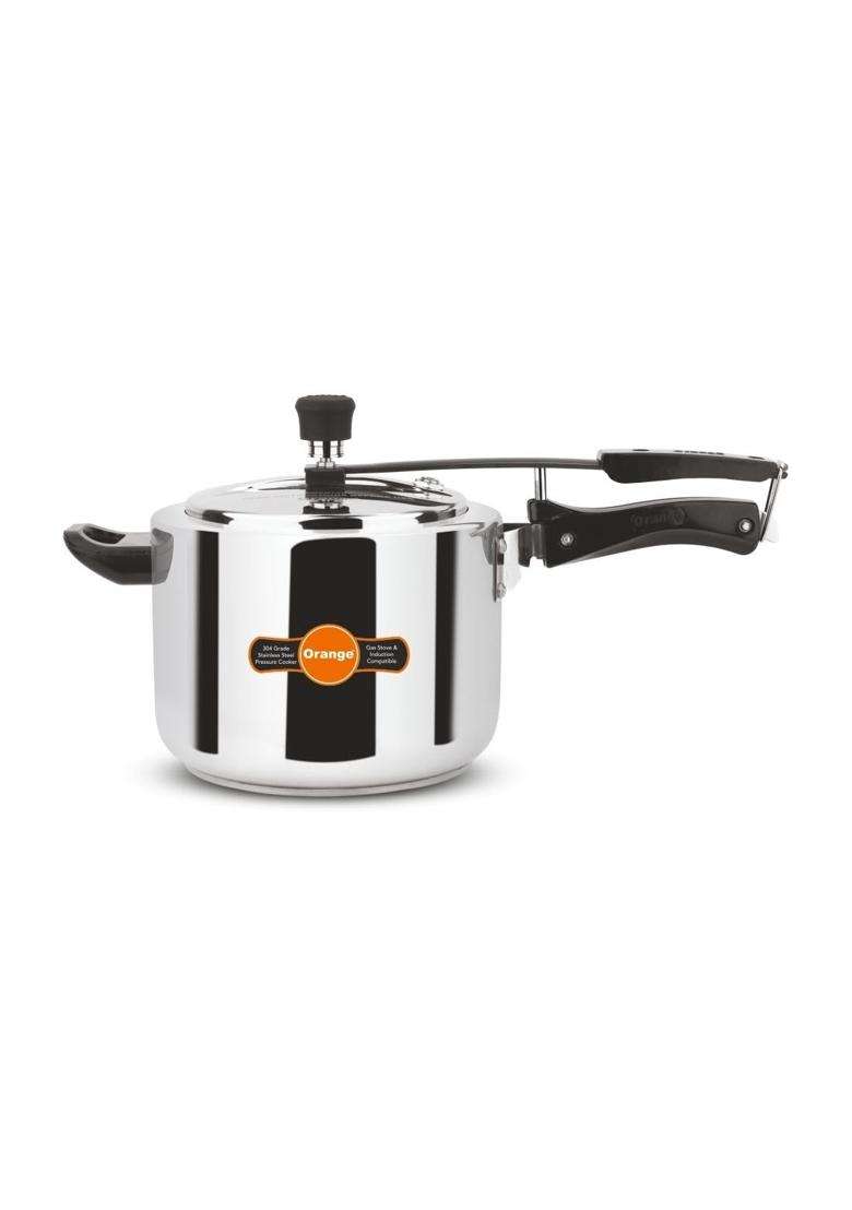 Orange Stainless Steel Inner Lid Pressure Cooker | 5 L | 5.3 Qt | Induction Compatible - Indya