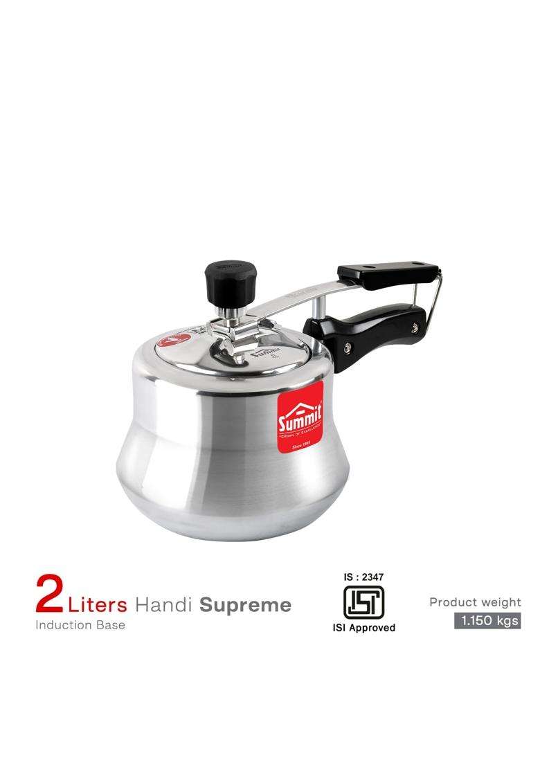 SUMMIT Inner Lid Handi Cooking Pot Induction Base Supreme Aluminium Pressure Cooker | 2 L | 2.1 Qt - Indya