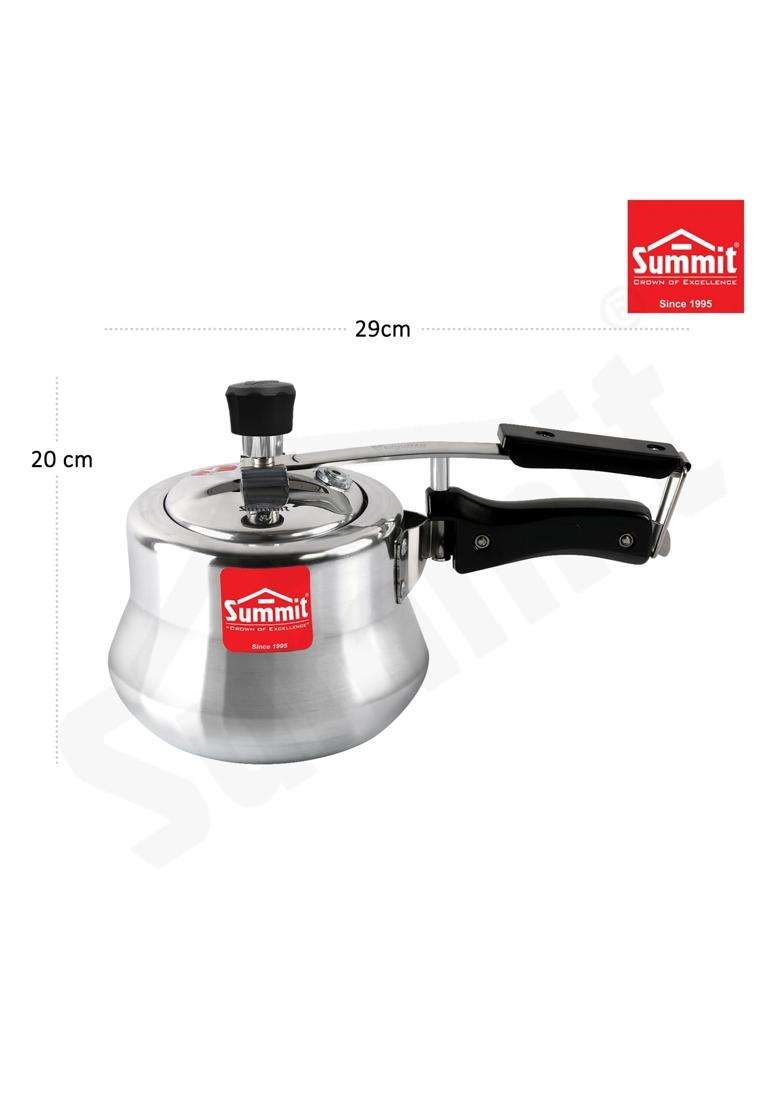 SUMMIT Inner Lid Handi Cooking Pot Induction Base Supreme Aluminium Pressure Cooker | 2 L | 2.1 Qt - Indya