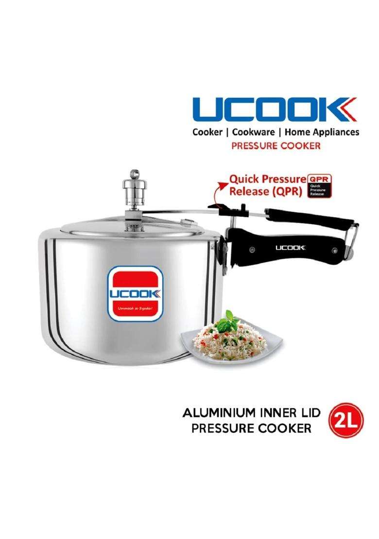 UCOOK By United Ekta Group. Aluminum Inner Lid Induction Pressure Cooker | 2 L | 2.1 Qt - Indya