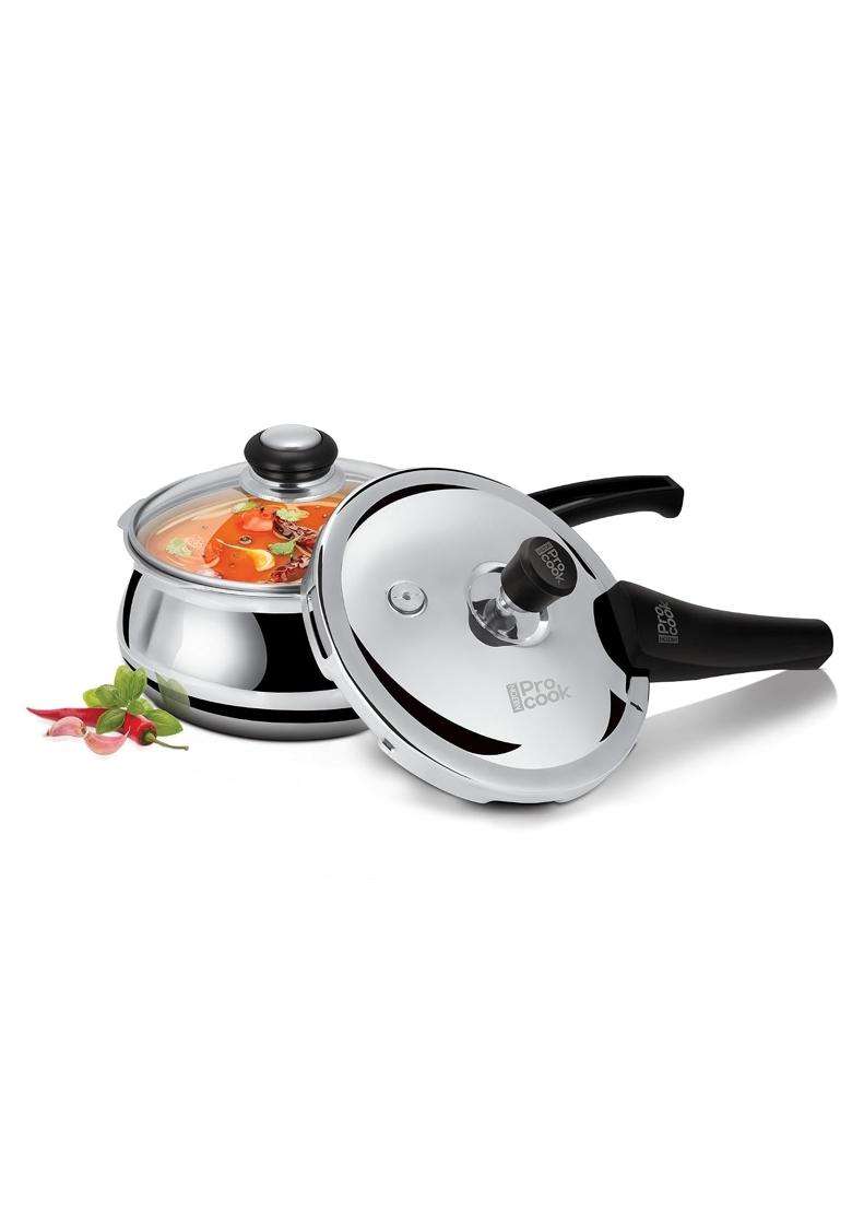 MILTON Pro cook Induction Cookware and Gas Stove Friendly Triply Stainless Steel Pressure Cooker | 3.5 L | 3.7 Qt - Indya