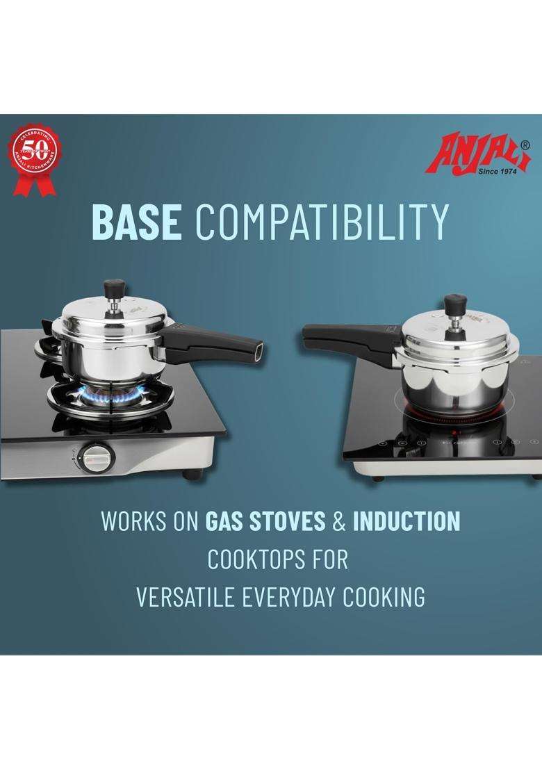 ANJALI Aqua Stainless Steel Induction Pressure Cooker | 1.5 L | 1.6 Qt - Indya