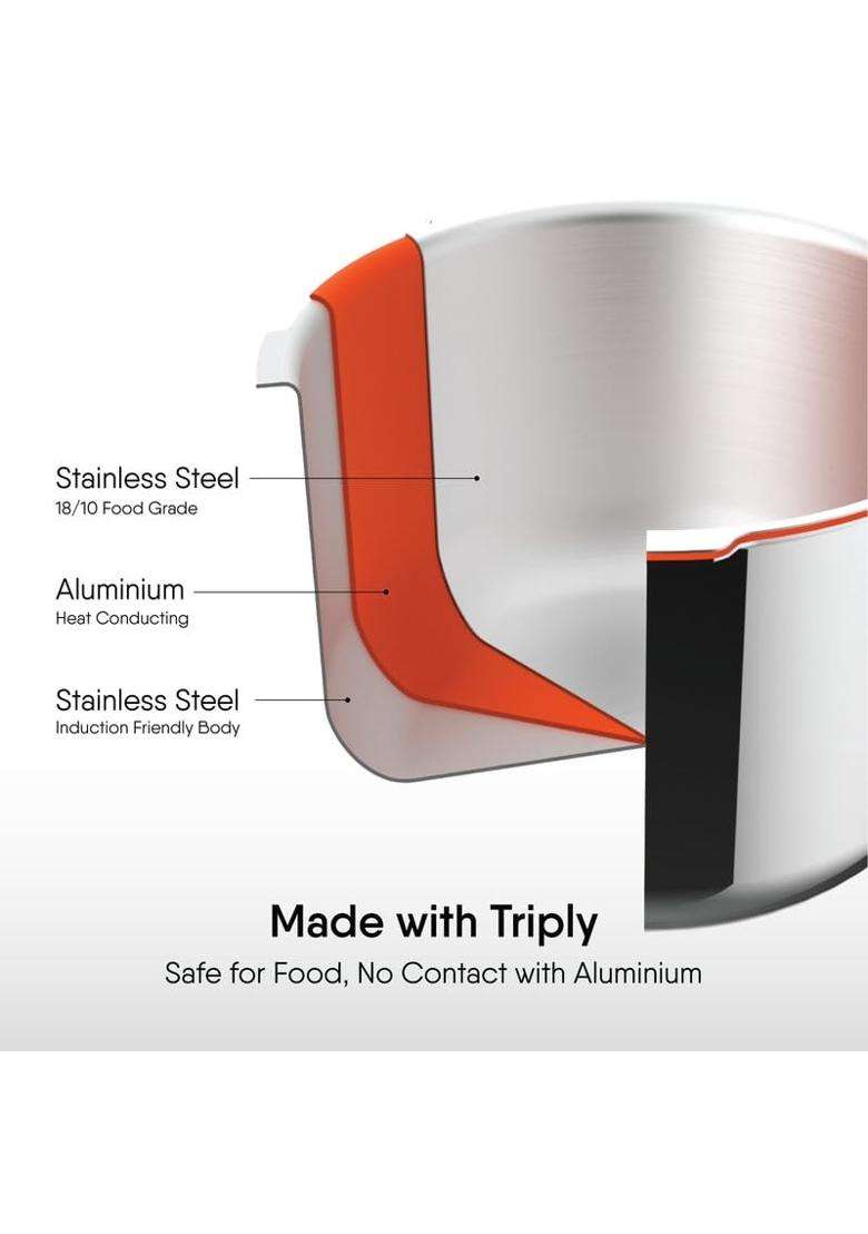 stahl Xpress Triply Broad and Tall Pressure Cooker Combo | 2.5 L | 2.6 Qt | Induction Compatible - Indya