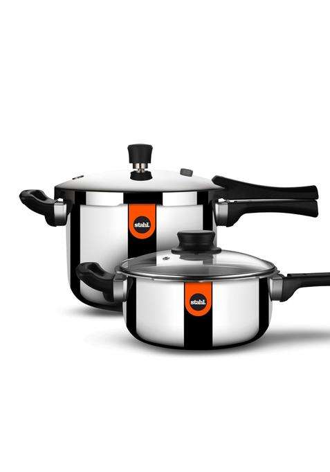 stahl Xpress Triply Broad and Tall Pressure Cooker Combo | 2.5 L | 2.6 Qt | Induction Compatible