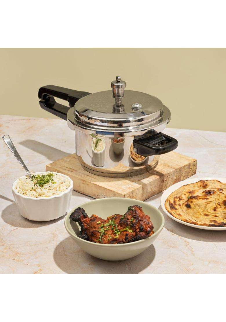 Vinod Stainless Steel Outer Lid Pressure Cooker | 5 L | 5.3 Qt | Induction Compatible - Indya