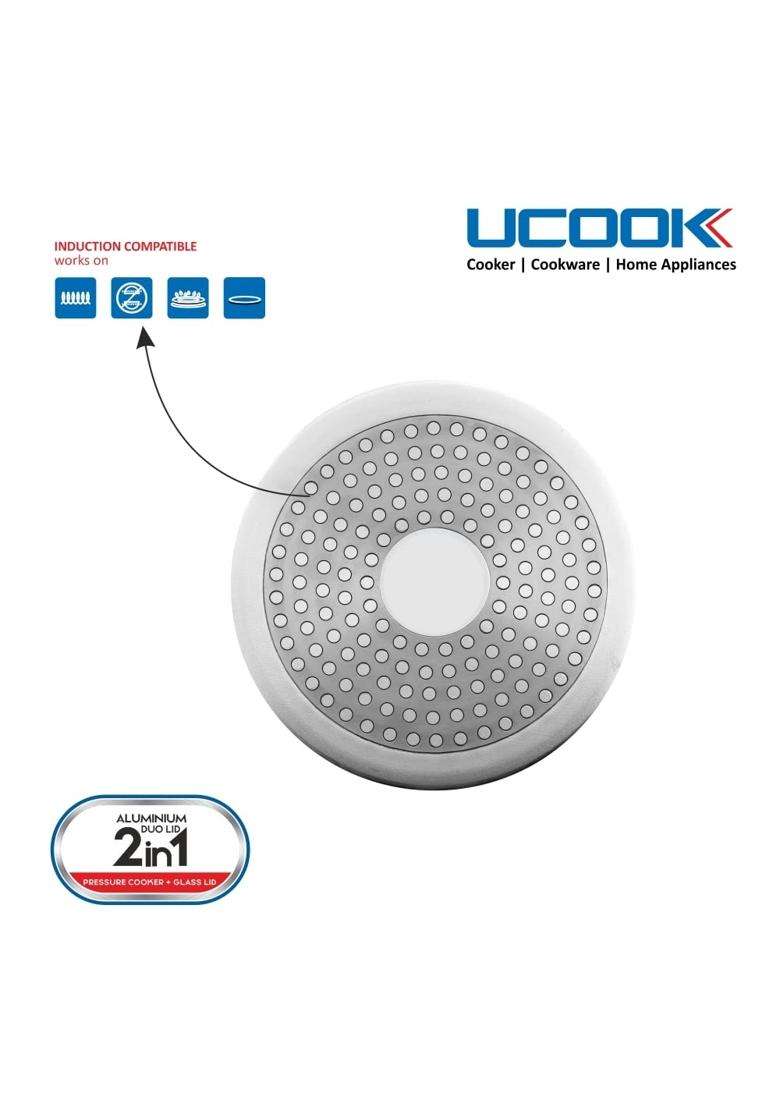 UCOOK By United Ekta Group Aluminium Duo Lid 1 Induction Base Handi Cooking Pot Shape | 5 L | 5.3 Qt - Indya