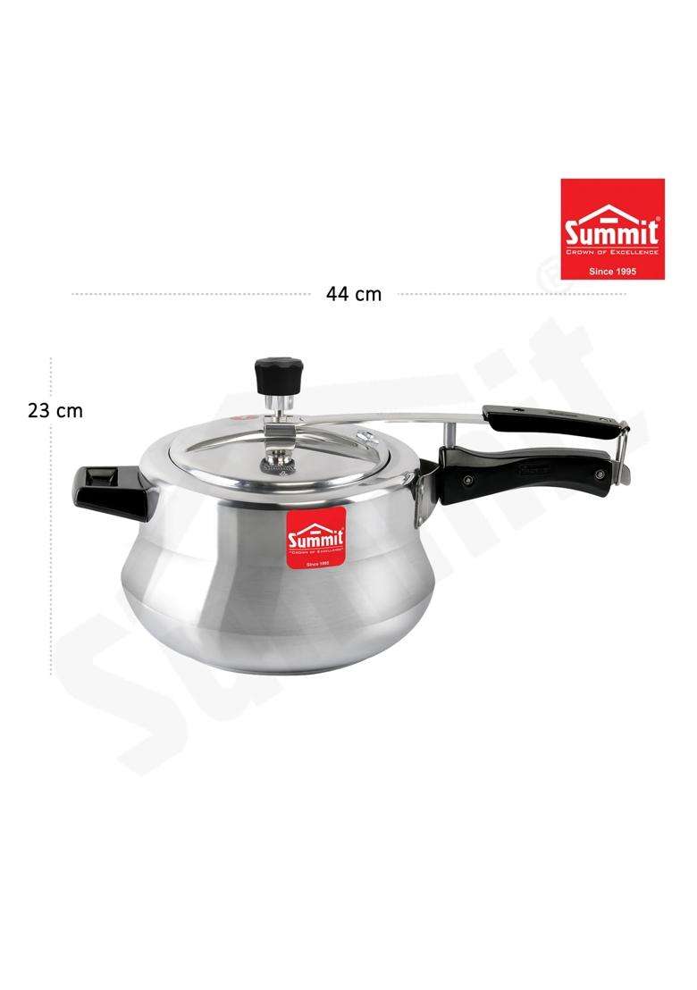 SUMMIT Inner Lid Handi Cooking Pot Non-Induction Base Prime Aluminium Pressure Cooker | 5.5 L | 5.8 Qt - Indya
