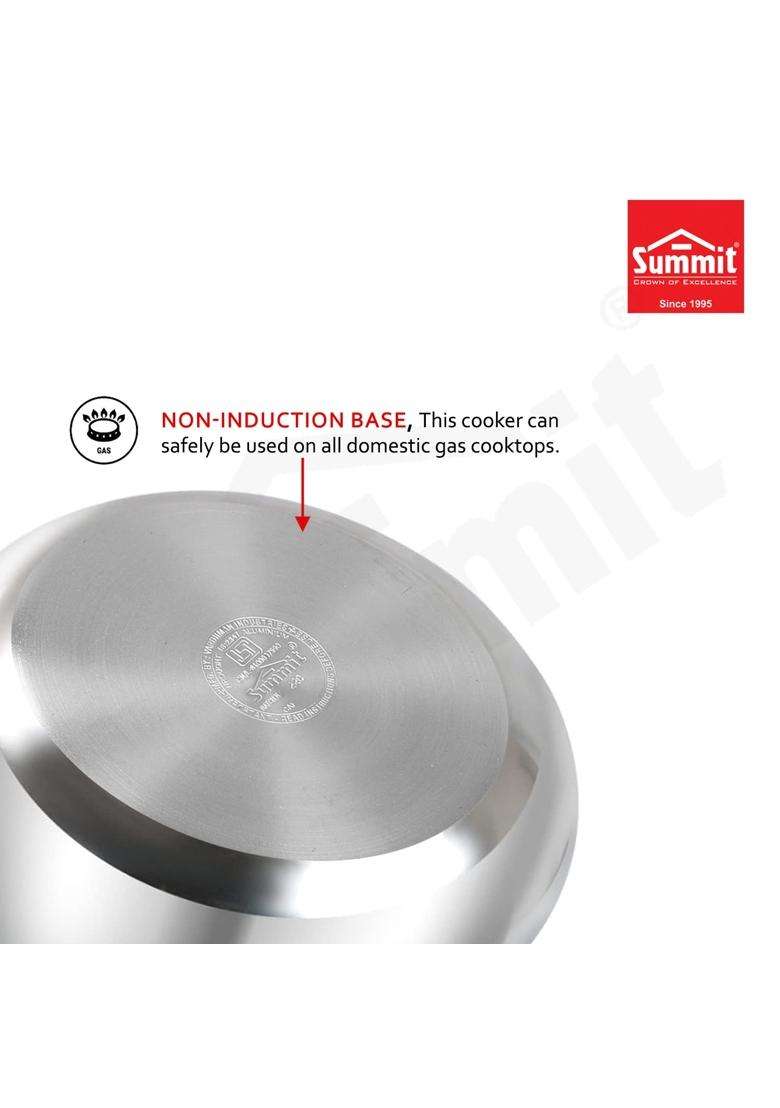 SUMMIT Inner Lid Handi Cooking Pot Non-Induction Base Prime Aluminium Pressure Cooker | 5.5 L | 5.8 Qt - Indya