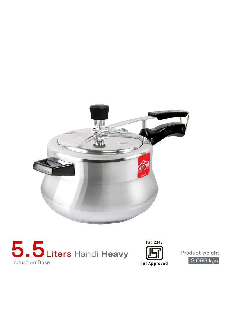 SUMMIT Inner Lid Handi Cooking Pot Induction Base Aluminium Pressure Cooker | 5.5 L | 5.8 Qt - Indya