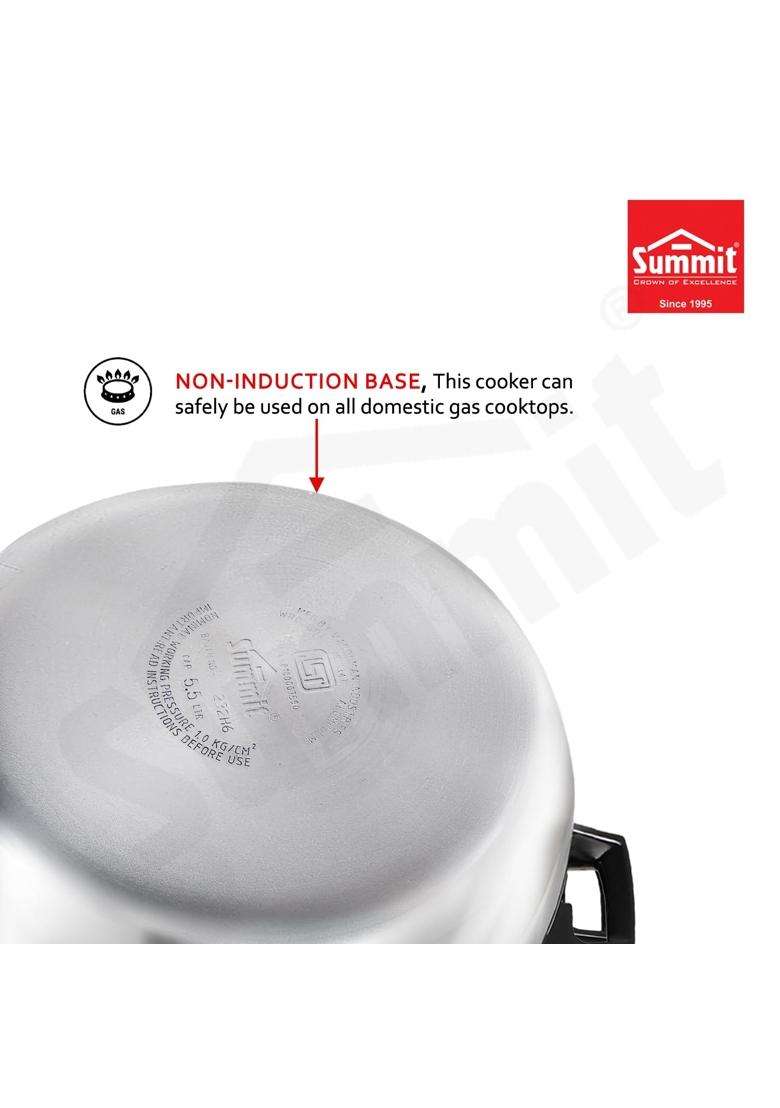 SUMMIT Inner Lid Handi Cooking Pot Non-Induction Base Aluminium Pressure Cooker | 5.5 L | 5.8 Qt - Indya