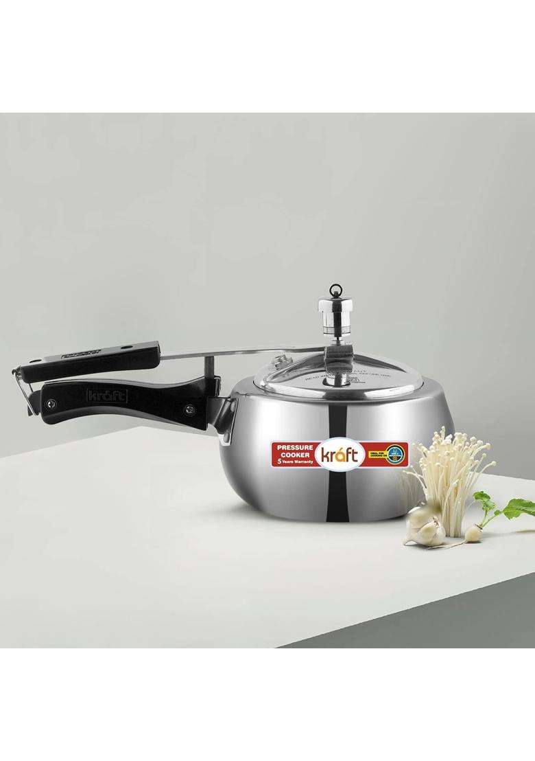 Kraft- follow your imagination Kraft Stylo Handi Cooking Pot Shaped Aluminium Inner Lid Pressure Cooker Small | 2 L | 2.1 Qt - Indya