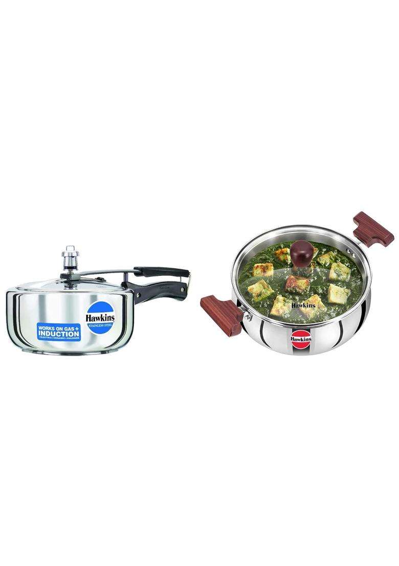 Hawkins Pressure Cooker Cooker | 3 L | 3.2 Qt | Induction Compatible | Tri-Ply | With Lid - Indya