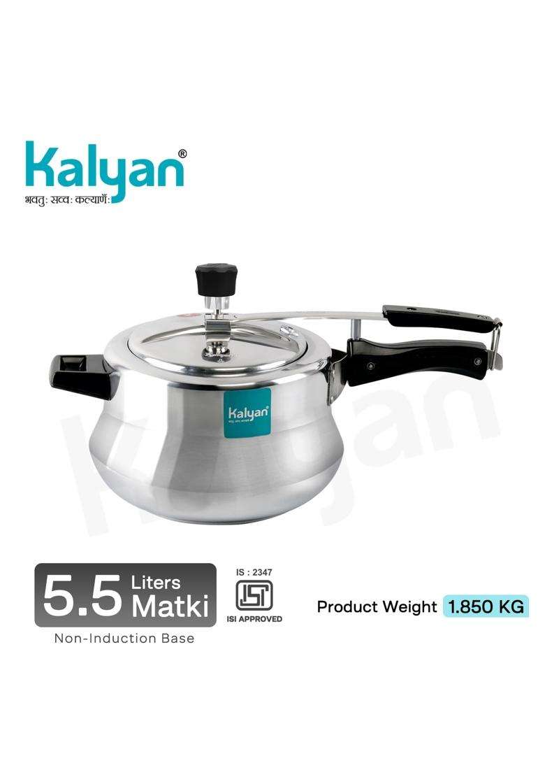 KALYAN Innerlid Matki Non-Induction Base Blue Series Aluminium Pressure Cooker | 5.5 L | 5.8 Qt - Indya