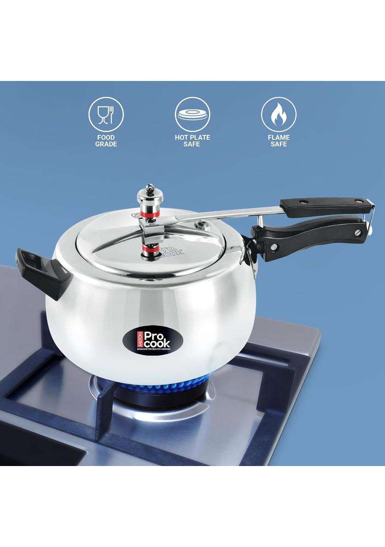 MILTON Pro cook Curve Pressure Cooker with Inner Lid | 5 L | 5.3 Qt - Indya