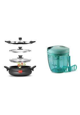 Pigeon By Stovekraft All in One Super Cooker 620-H Hard Anodised Pressure Cooker | 3 L | 3.2 Qt