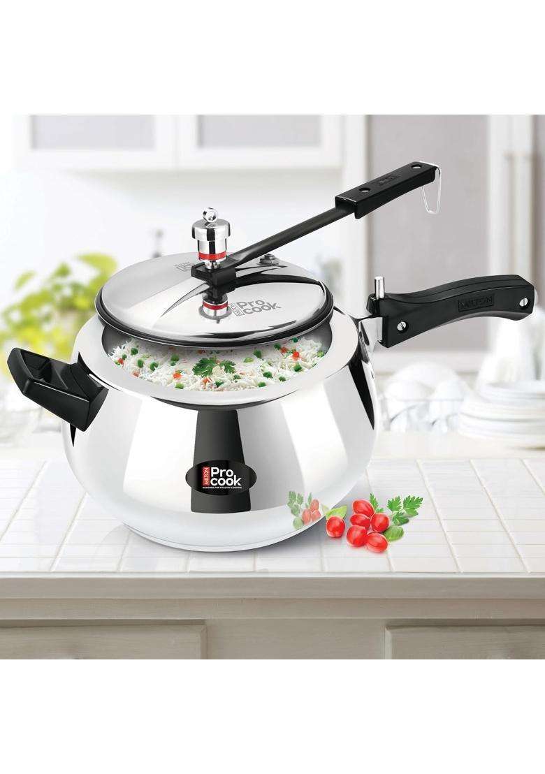 MILTON Pro cook 3-Layer Thick Triply Bottom I Induction Cookware and Gas Stove Friendly Stainless | 5 L | 5.3 Qt - Indya