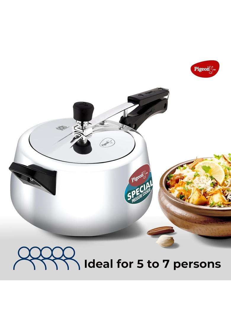 Pigeon Special Pressure Cooker Aluminium Inner Lid Induction Base Capacity | 5 L | 5.3 Qt - Indya