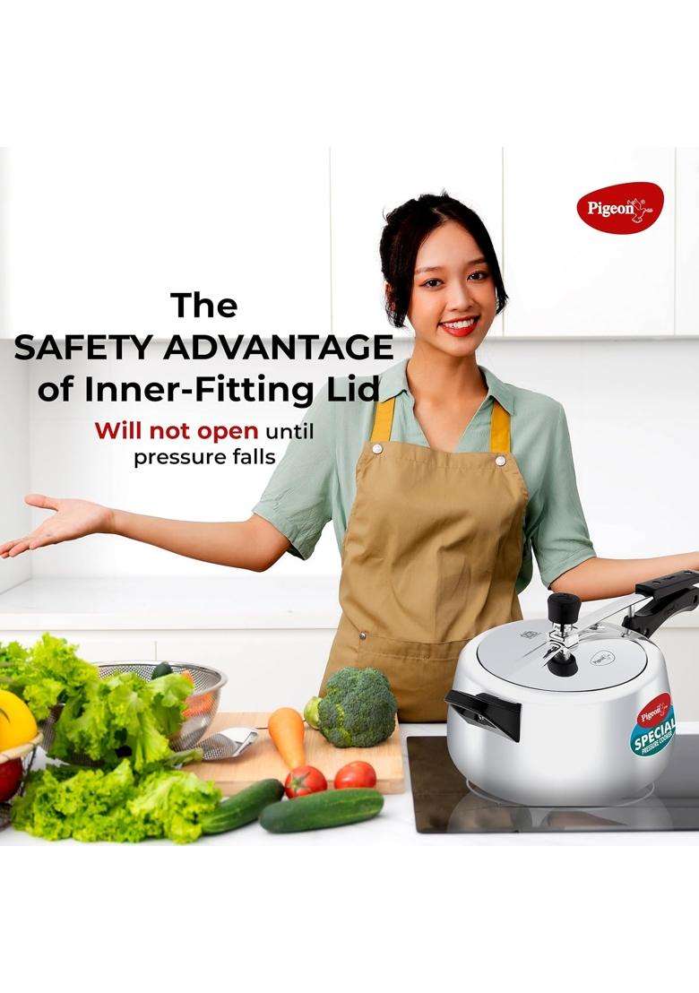 Pigeon Special Pressure Cooker Aluminium Inner Lid Induction Base Capacity | 5 L | 5.3 Qt - Indya
