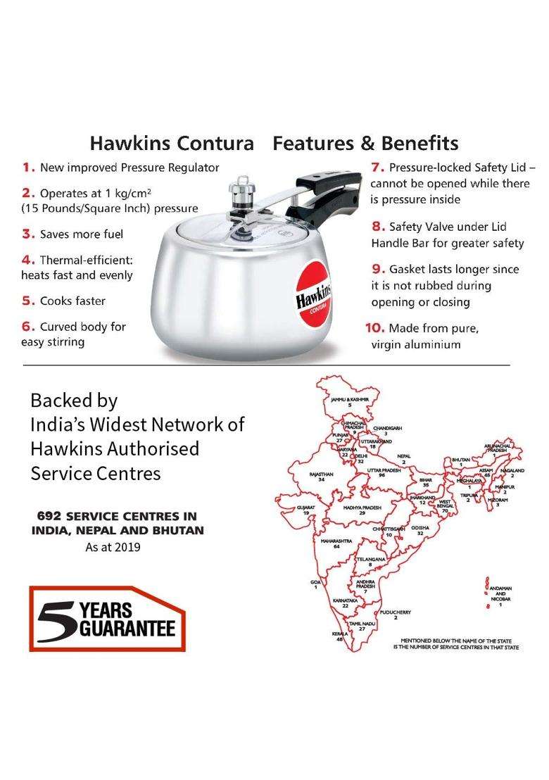 Hawkins Contura Pressure Cooker | 3 L | 3.2 Qt - Indya