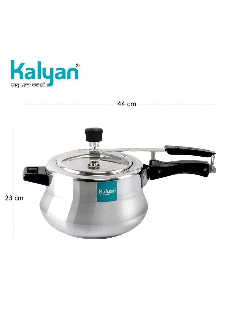 KALYAN Innerlid Matki Induction Base Blue Series Aluminium Pressure Cooker | 5.5 L | 5.8 Qt - Indya