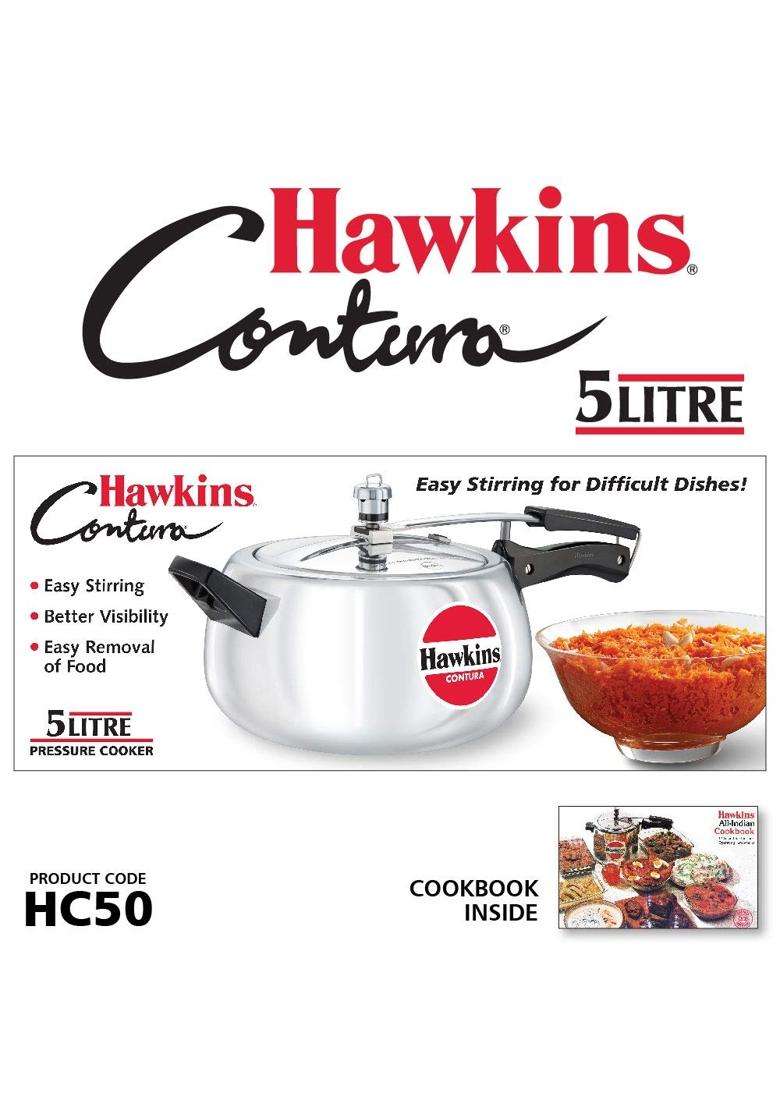 Hawkins Aluminium Pressure Cooker | 5 L | 5.3 Qt - Indya