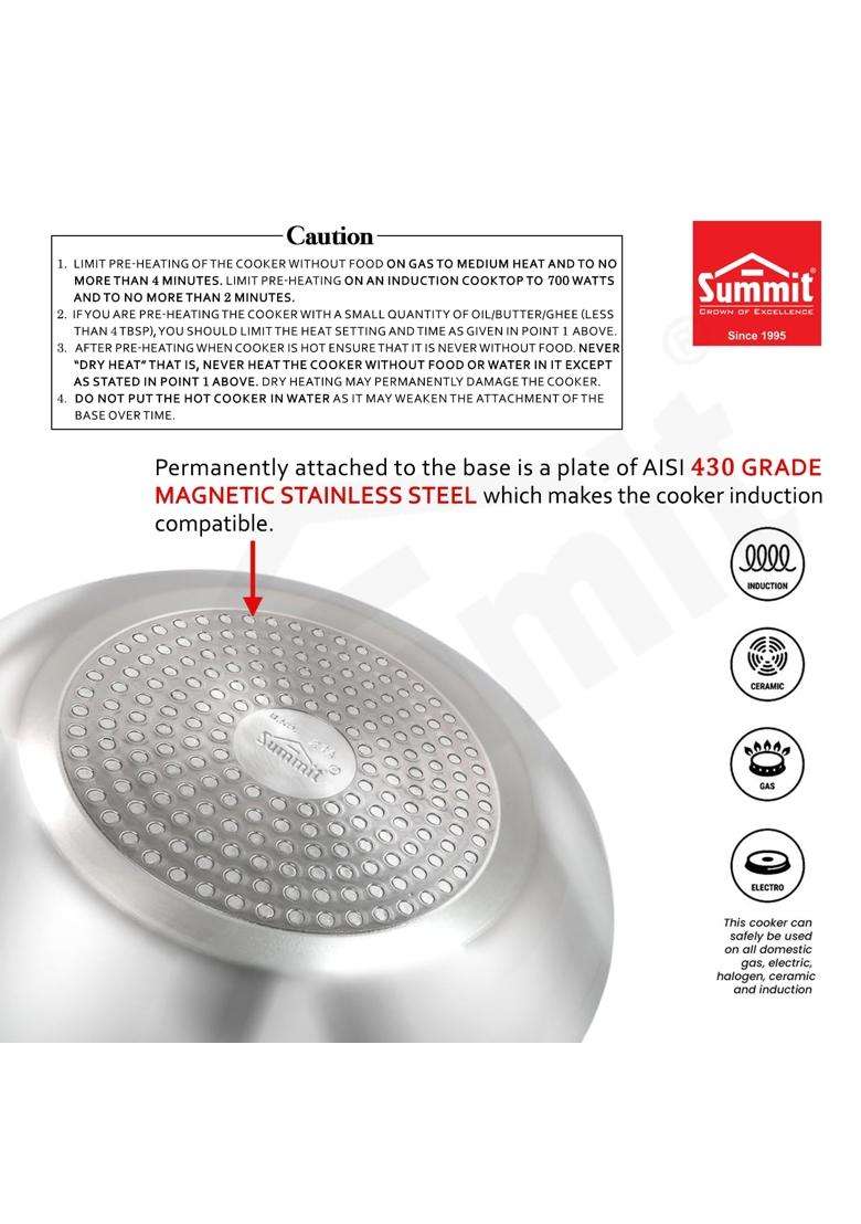 SUMMIT Inner Lid Contura Induction Base Prime Aluminium Pressure Cooker | 5.5 L | 5.8 Qt - Indya