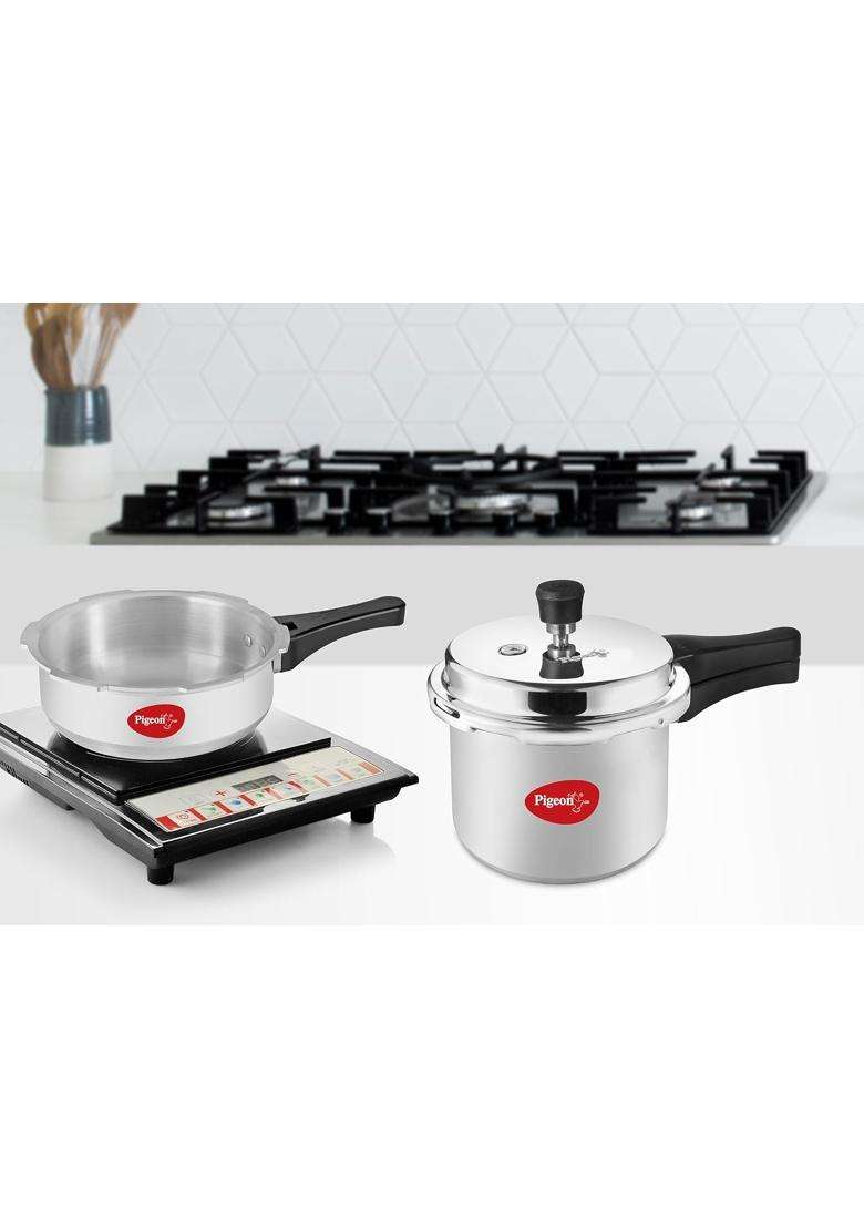 Pigeon By Stovekraft Mini Combi Aluminium Pressure Outer Lid Cooker Set | 3 L | 3.2 Qt | Induction Compatible - Indya