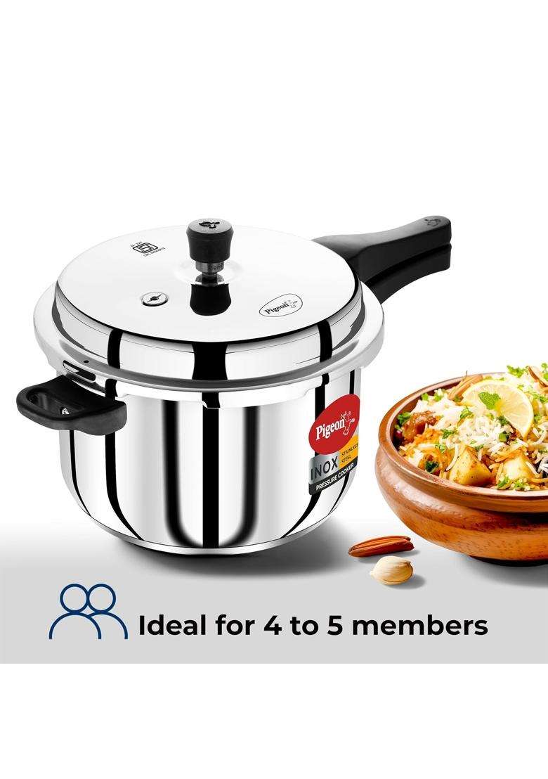 Pigeon Steel Pressure Pan | 5 L | 5.3 Qt | Induction Compatible | Dishwasher Safe - Indya