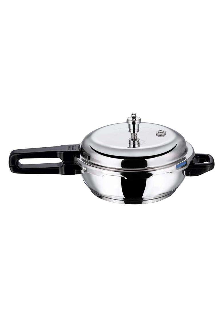 Vinod 18 8 Stainless Steel Outer Lid Sandwich Bottom Deep Pan Pressure Cooker | 3.5 L | 3.7 Qt | Induction Compatible - Indya