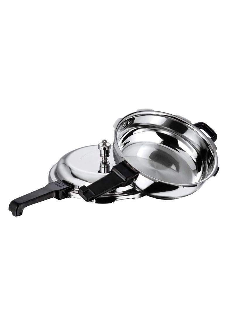 Vinod 18 8 Stainless Steel Outer Lid Sandwich Bottom Deep Pan Pressure Cooker | 3.5 L | 3.7 Qt | Induction Compatible - Indya