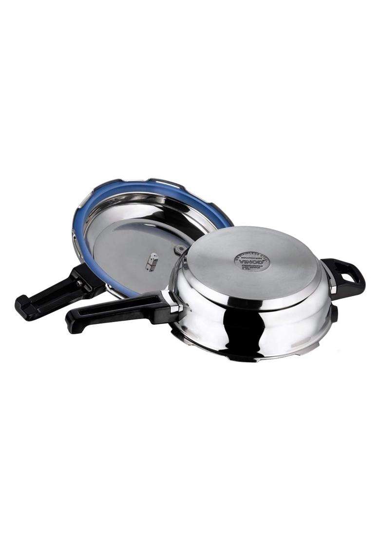 Vinod 18 8 Stainless Steel Outer Lid Sandwich Bottom Deep Pan Pressure Cooker | 3.5 L | 3.7 Qt | Induction Compatible - Indya