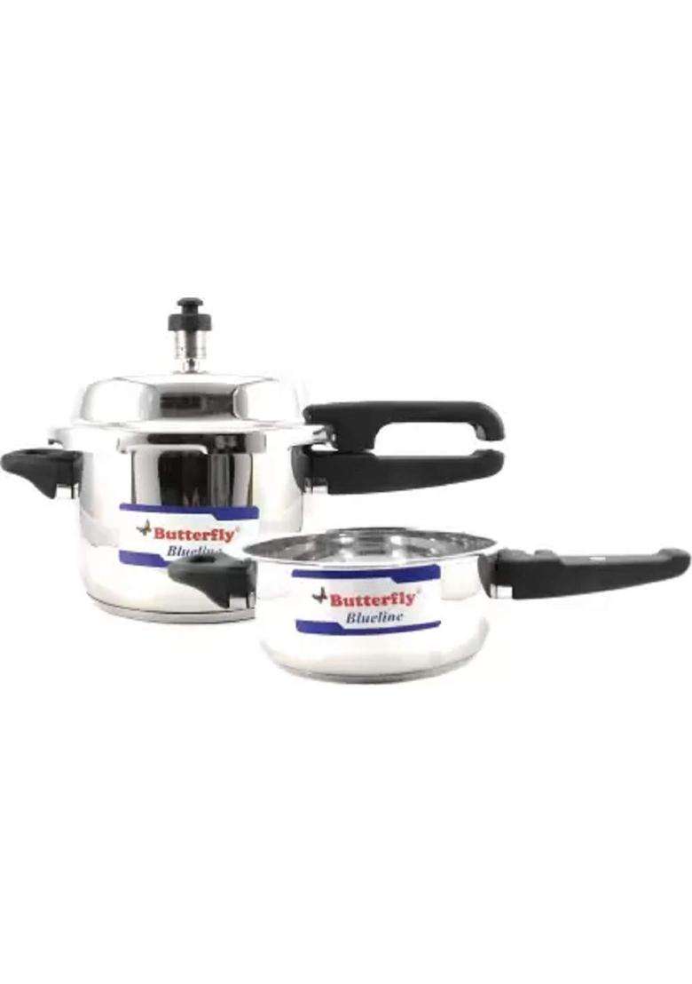 Butterfly Blueline Induction Bottom Outer Lid Pressure Cooker and Pressure Pan | 3 L | 3.2 Qt - Indya