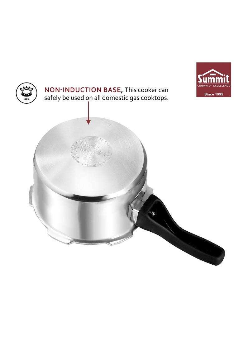 SUMMIT Outer Lid Non Induction Base Supreme Aluminium Pressure Cooker | 1 L | 1.1 Qt - Indya