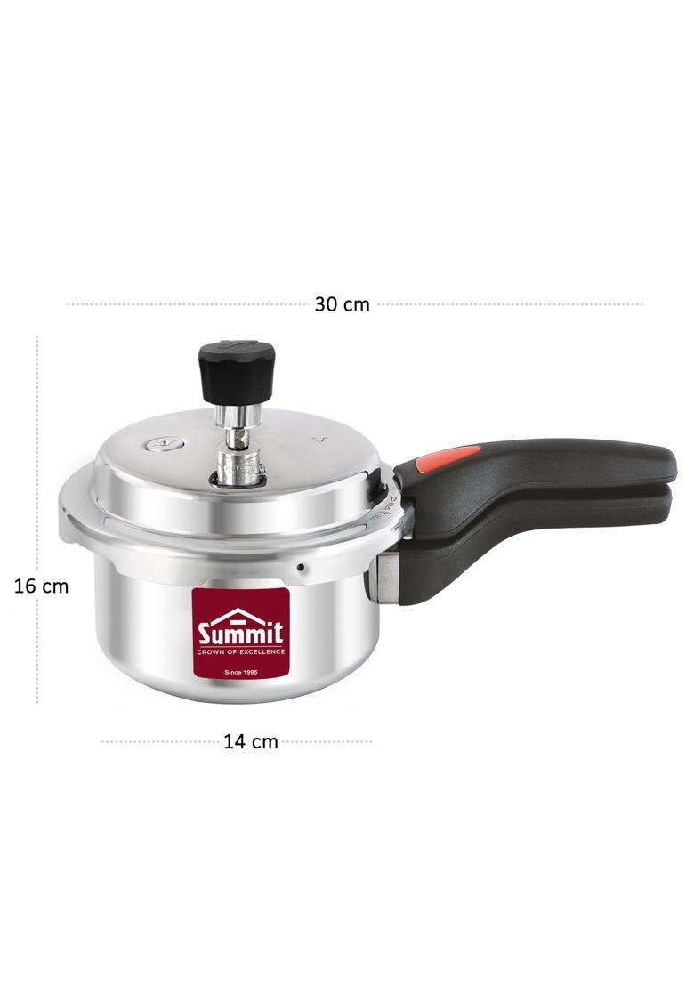 SUMMIT Outer Lid Non Induction Base Supreme Aluminium Pressure Cooker | 1 L | 1.1 Qt - Indya