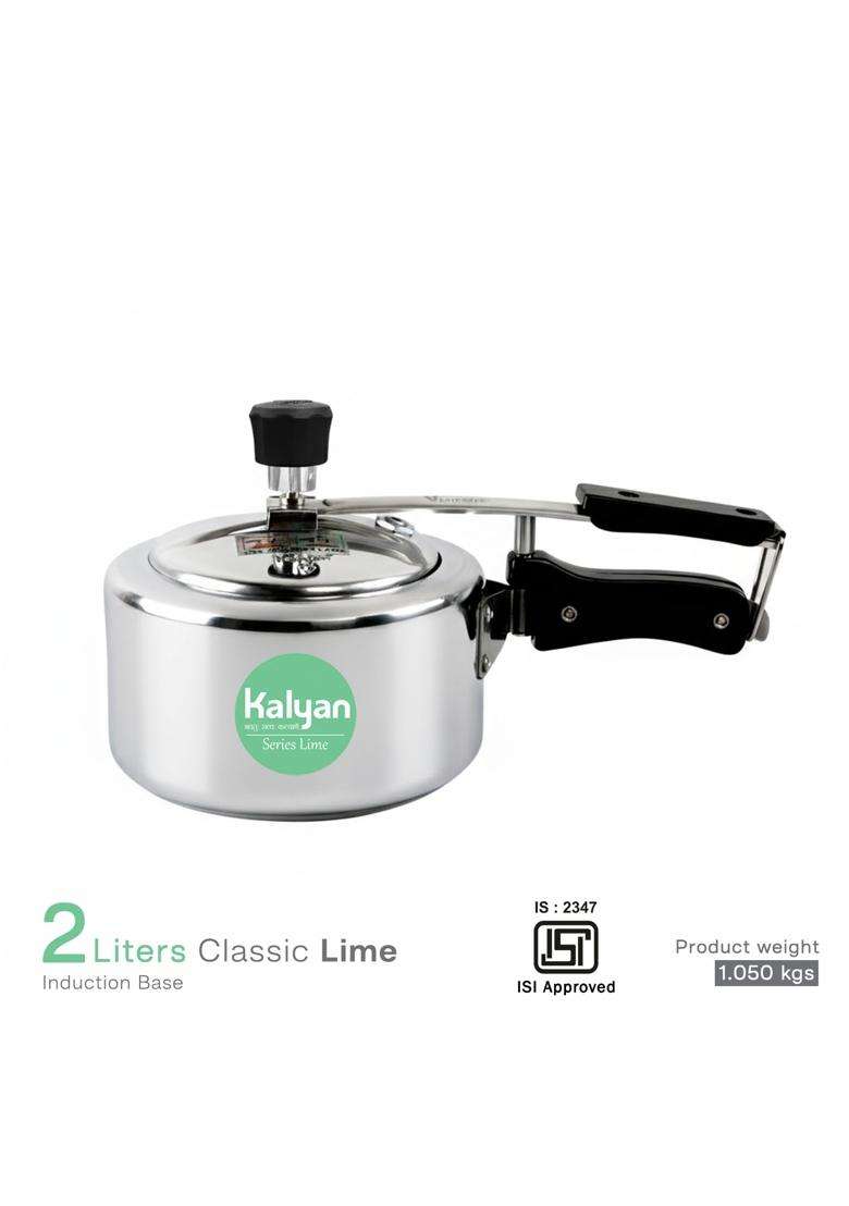 KALYAN Innerlid Classic Induction Base Lime Series Aluminium Pressure Cooker | 2 L | 2.1 Qt - Indya