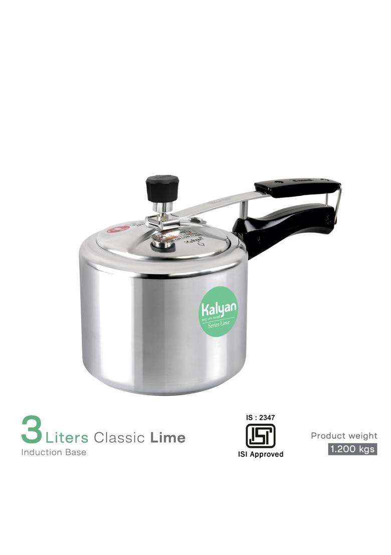 KALYAN Innerlid Classic Induction Base Lime Series Aluminium Pressure Cooker | 3 L | 3.2 Qt - Indya